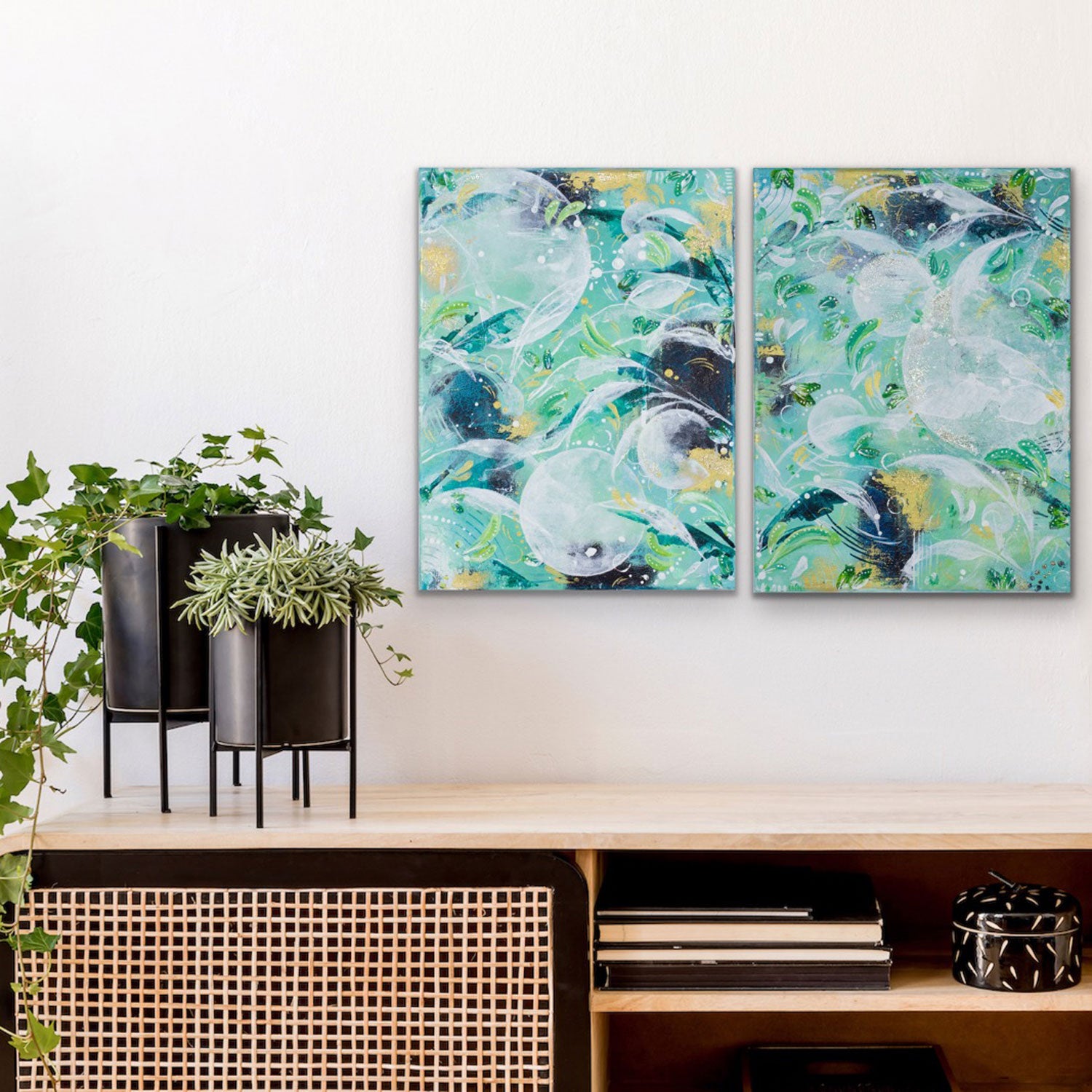 Leafdrift | Green Rainforest Painting 30cm x 40cm