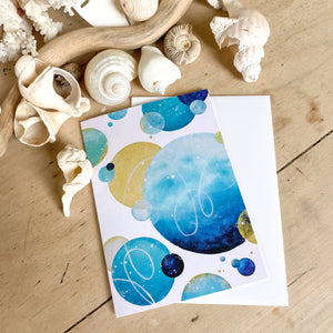 Greetings Card Blue Infinity Bubbles