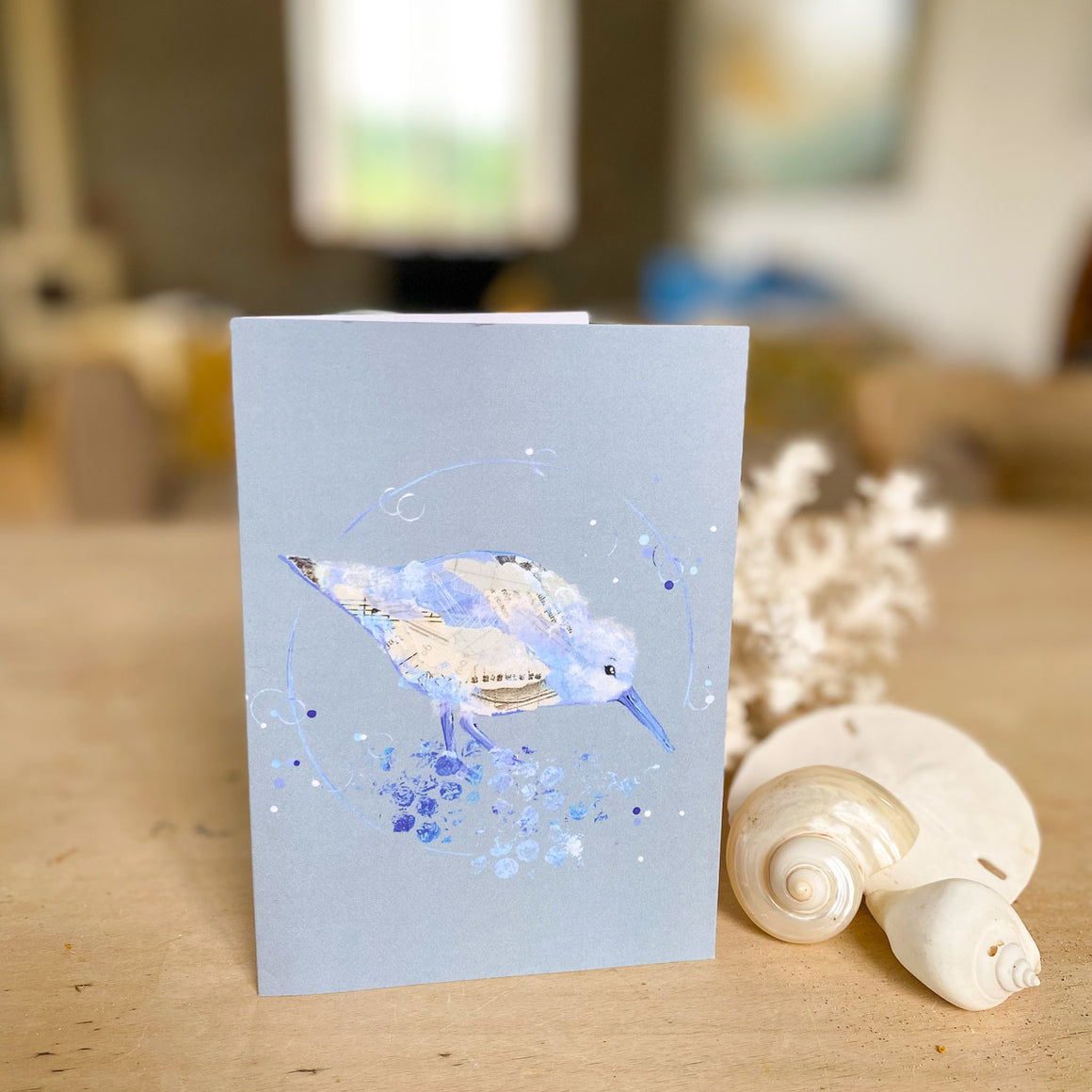 Greetings Card Blue Sandpiper Oren