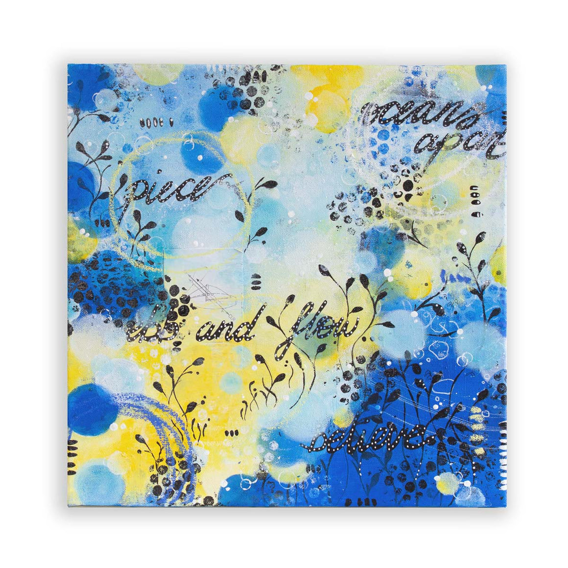 Making my way to you | Blue Yellow Abstract Sea Painting 40cm
