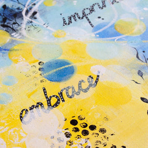 Embracing the shifts | Blue Yellow Abstract Sea Painting 60cm