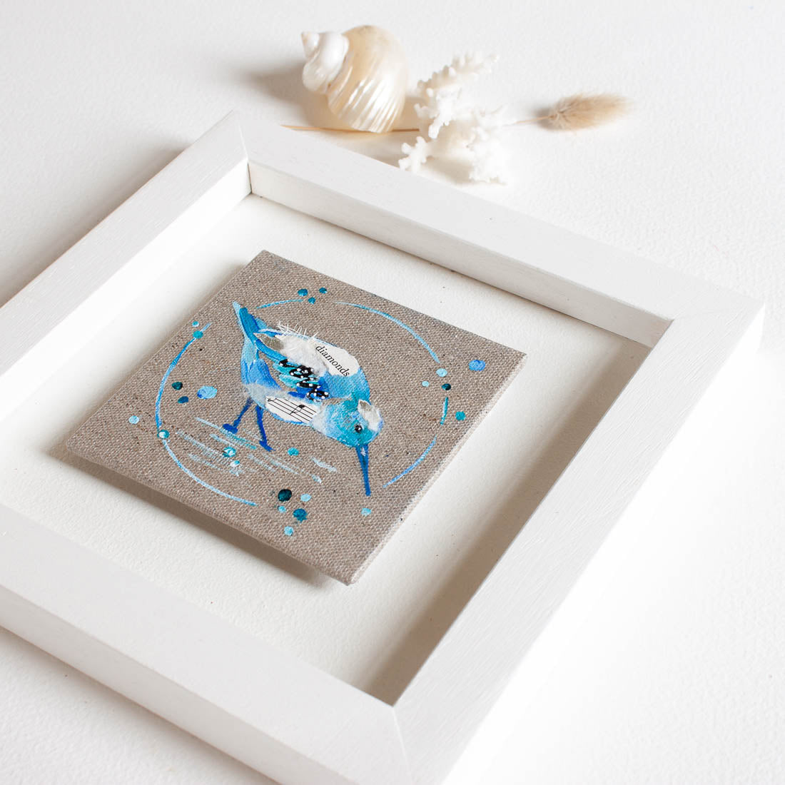 Love |  Mini Blue Ephemera Sandpiper Painting