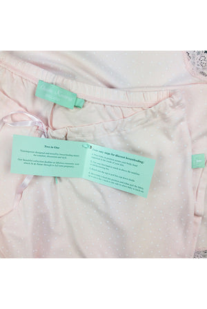 detail of nursing maternity pyjama set in blush pink