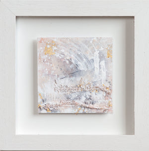 Alternate reality abstract painting pink grey gold 20cm x 20cm
