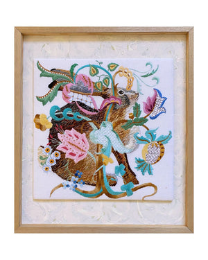 SJR01 Obscure II Hand Embroidery on Linen Traycloth by Sara Joy Rickard
