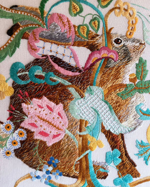SJR01 Obscure II Hand Embroidery on Linen Traycloth by Sara Joy Rickard