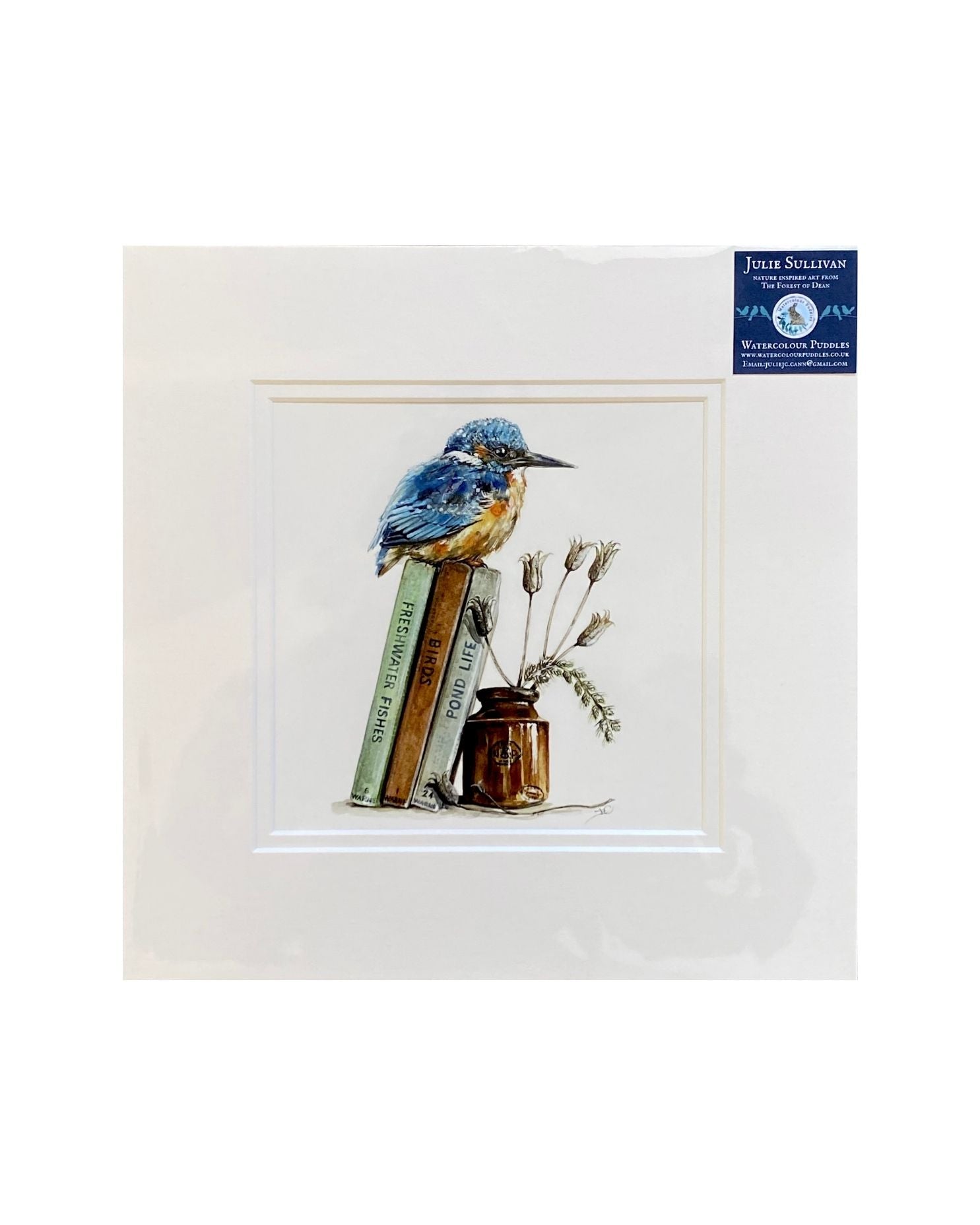 WCP125 The Observer - Kingfisher Print by Watercolour Puddles