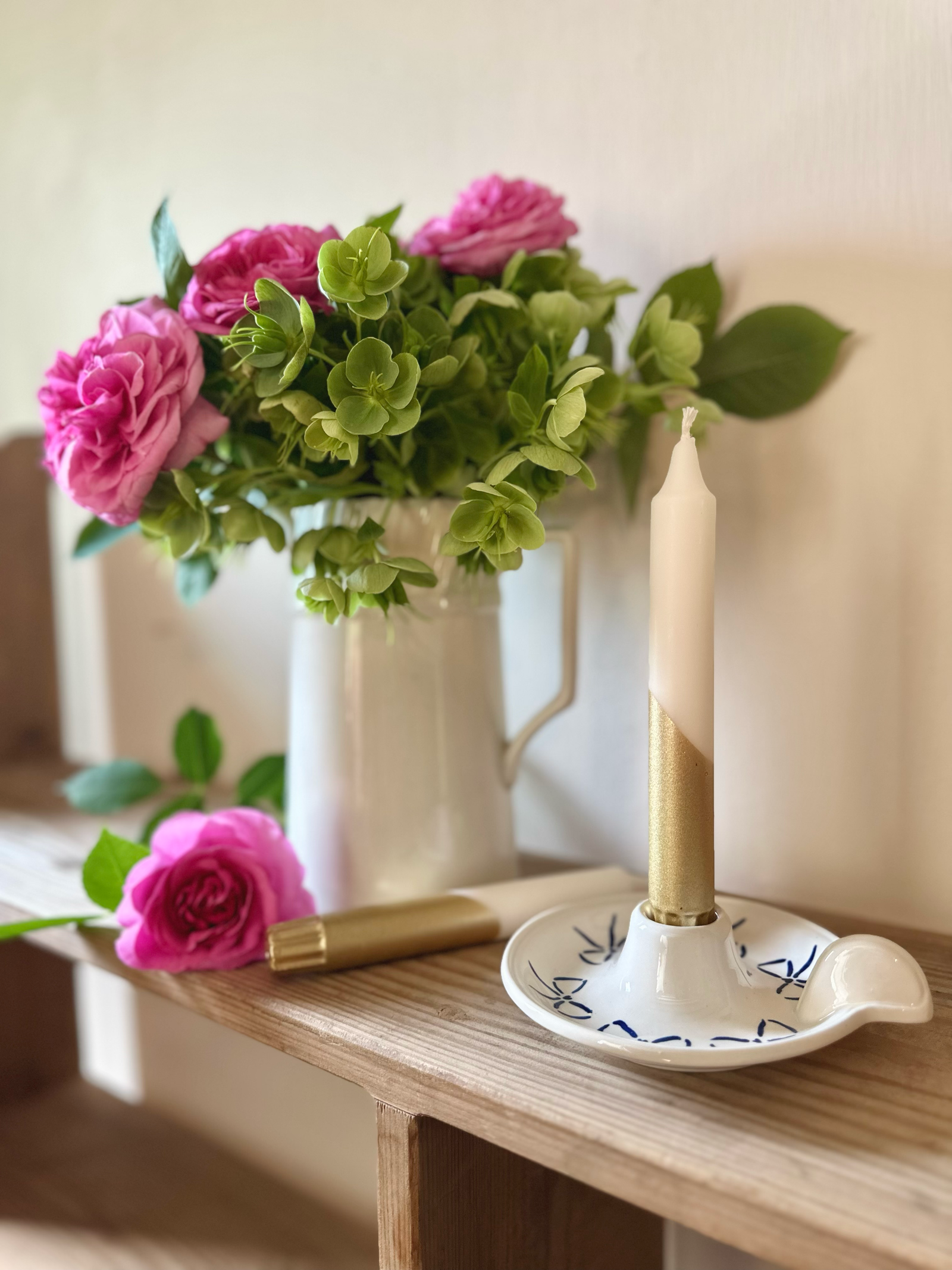 Gold & Cream Hand Dipped Dinner Candles