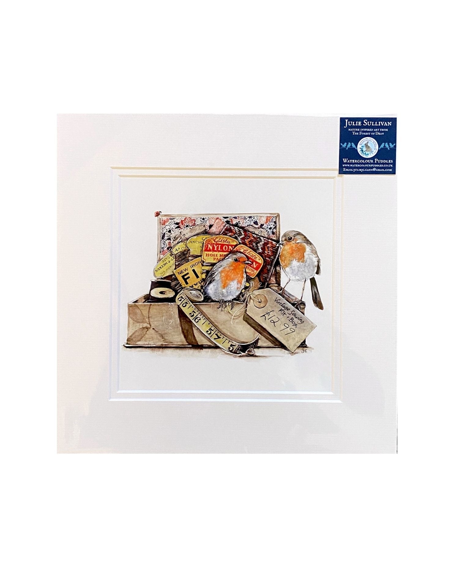 WCP123 Stitch in Time - Robins Print by Watercolour Puddles