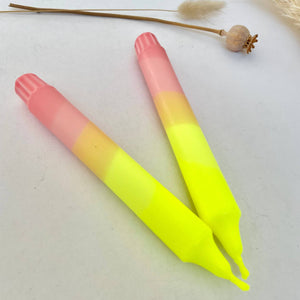 Neon Yellow and Sherbert Pink Dip Dyed Dinner Candles