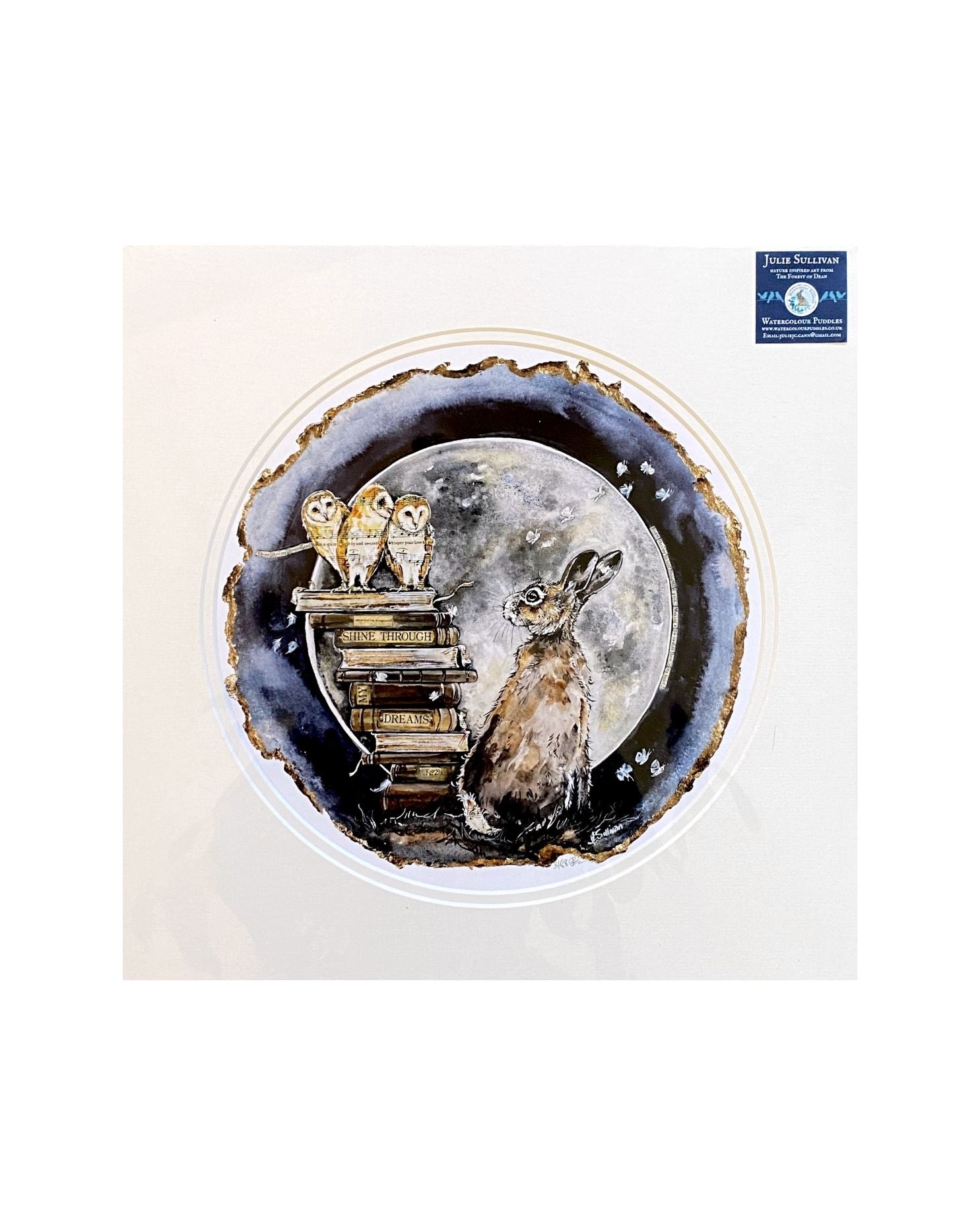 WCP148 Midnight Nocturne Hare Large Print by Watercolour Puddles