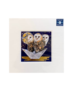 WCP079P We Three Sailors - Barn Owls Large Print by Watercolour Puddles