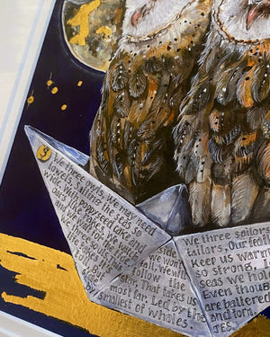 WCP079P We Three Sailors - Barn Owls Large Print by Watercolour Puddles