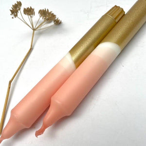 Blush Pink & Gold Dip Dyed Dinner Candles
