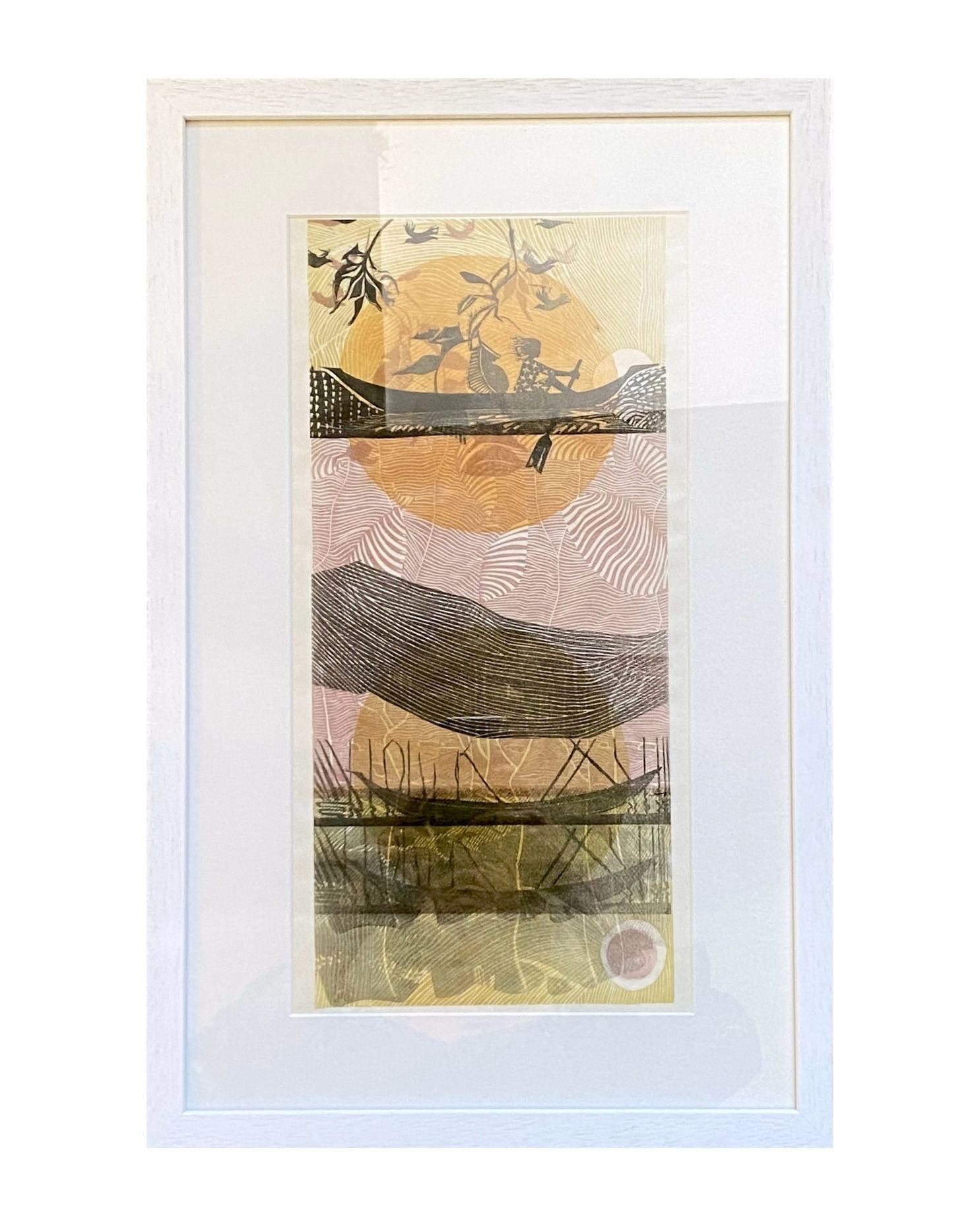 PH04 Hafren Pulls Away Framed Linocut Print by Patricia Homewood