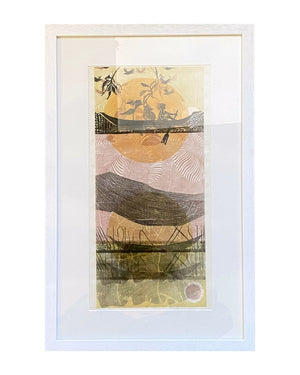 PH04 Hafren Pulls Away Framed Linocut Print by Patricia Homewood