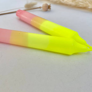 Neon Yellow and Sherbert Pink Dip Dyed Dinner Candles