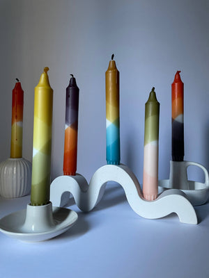 Blush Pink and Olive Green Dip Dyed Dinner Candles