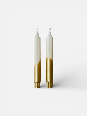 Gold & Cream Hand Dipped Dinner Candles