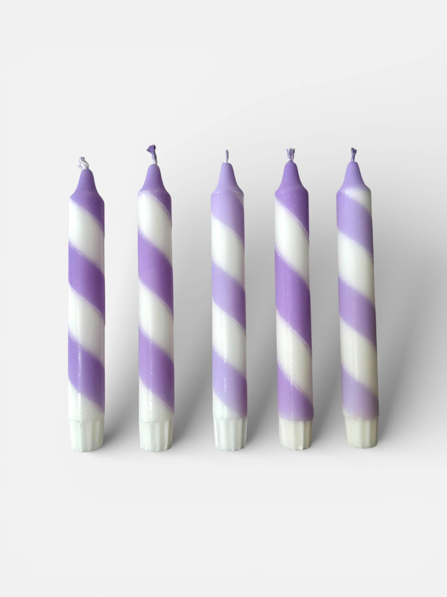Lilac white candy spiral twist Hand Dipped Candles