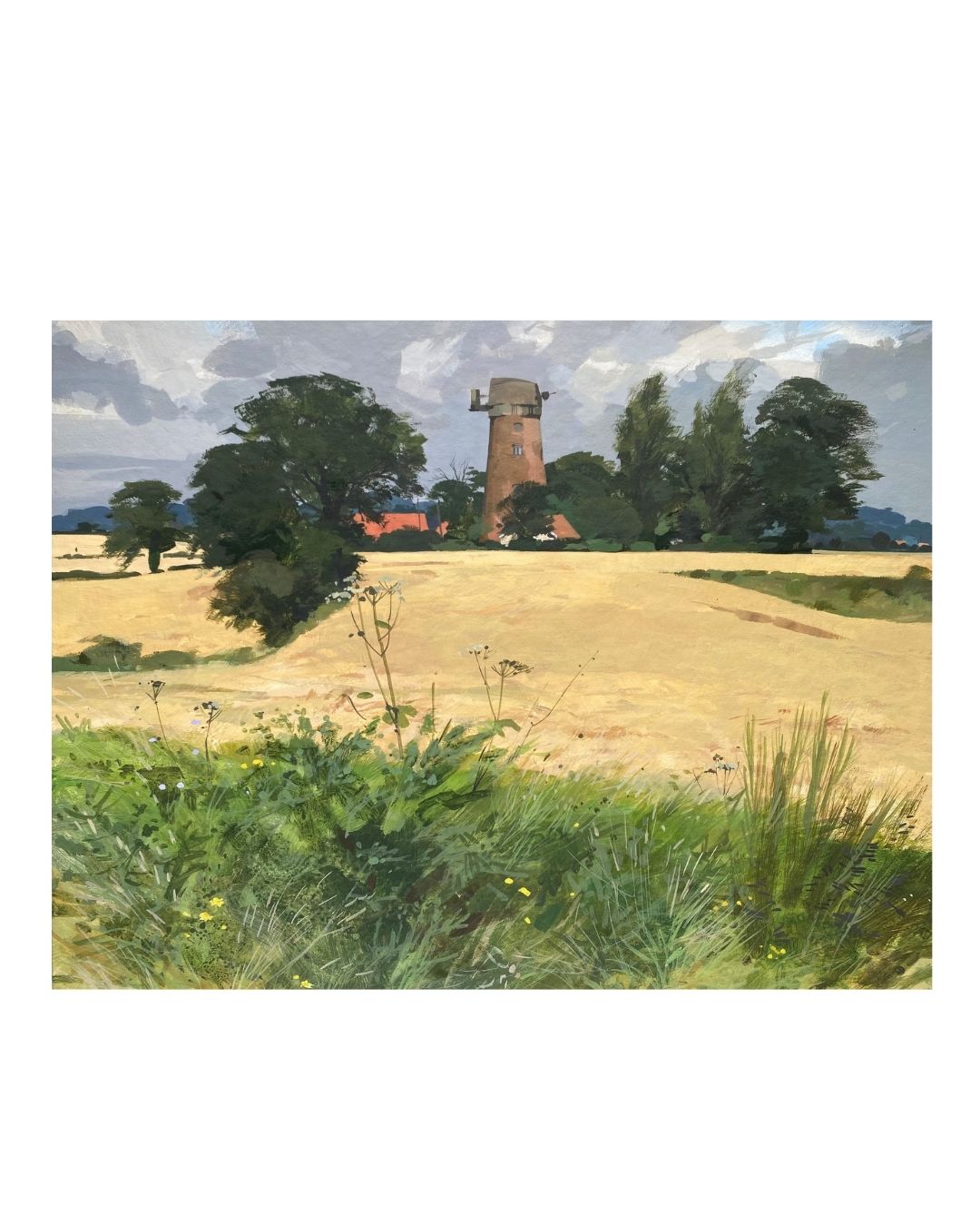 AL16 Mill Tower Unframed Landscape by Allan Laycock