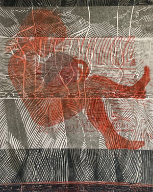 PH03 Waiting and Watching Framed Linocut Print by Patricia Homewood