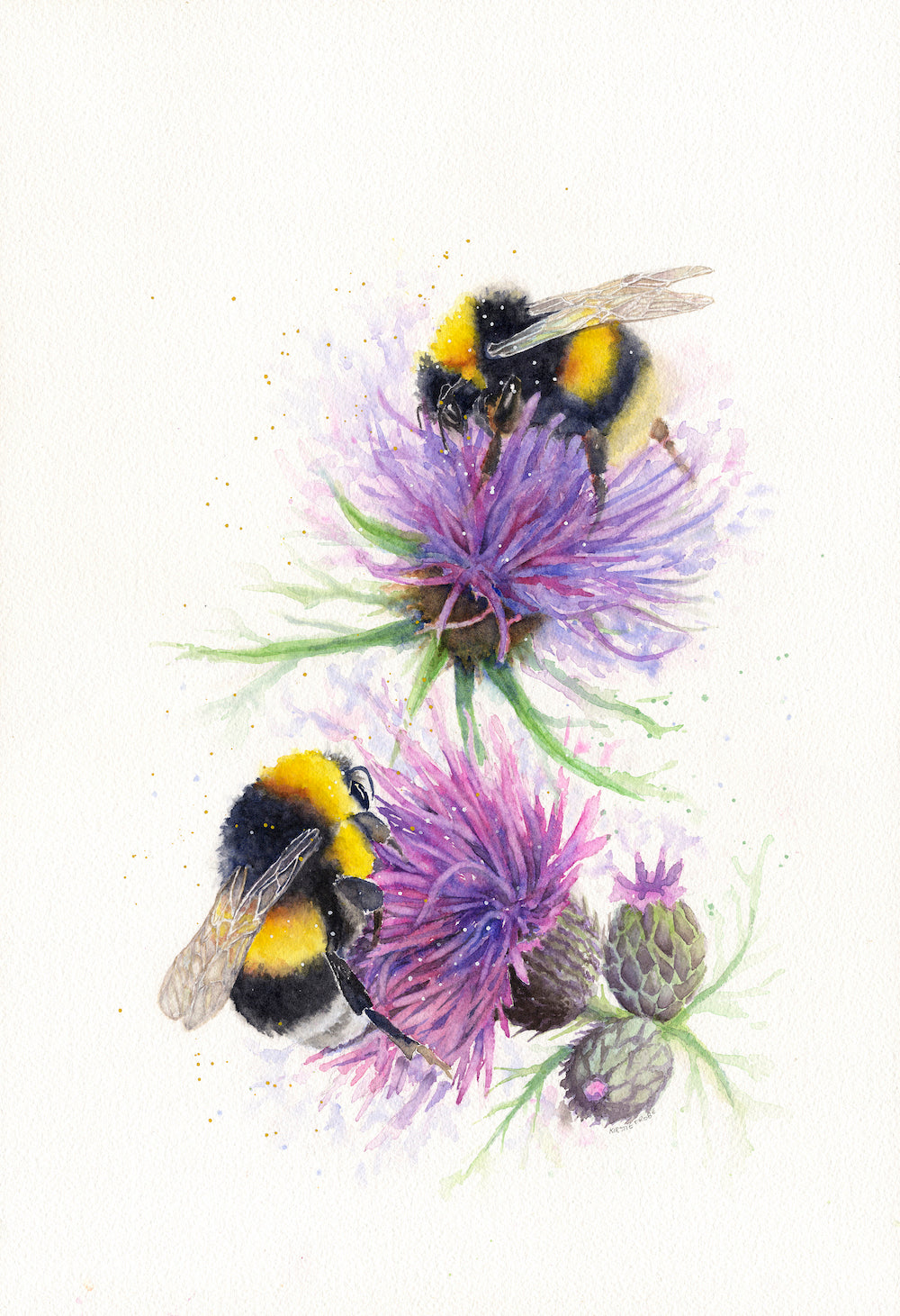 KT26 Bees on Thistles 8”x10” Giclée Print by Kirstie Trobe
