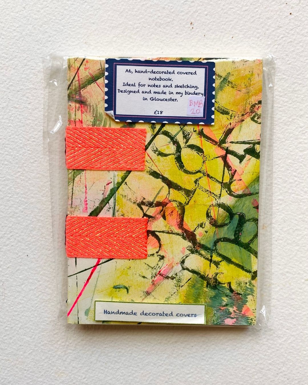 BMB20 A6 hand decorated notebook Brilliant Magpie Bookbinding