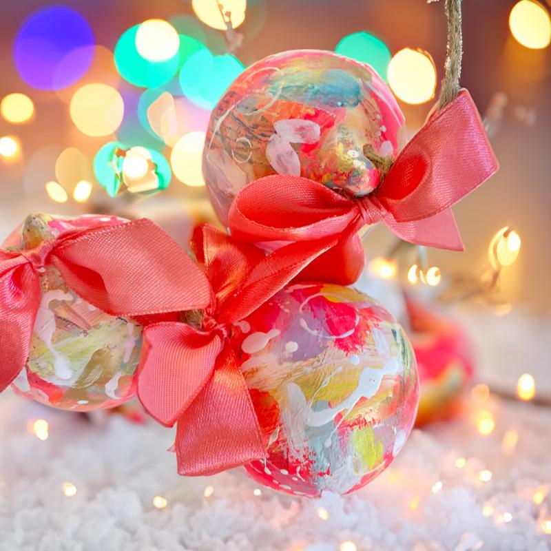 Bright Hand Painted Ceramic Bauble
