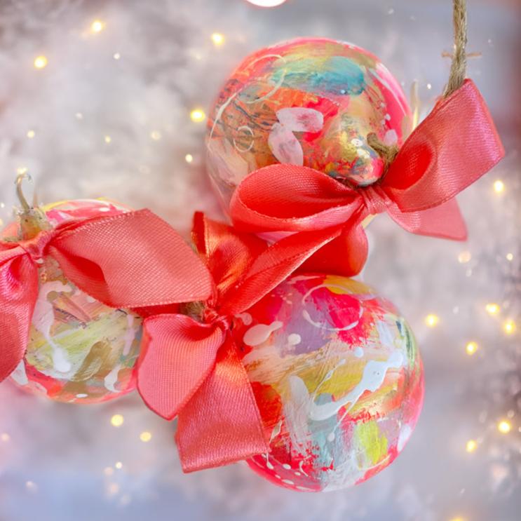 Bright Hand Painted Ceramic Bauble