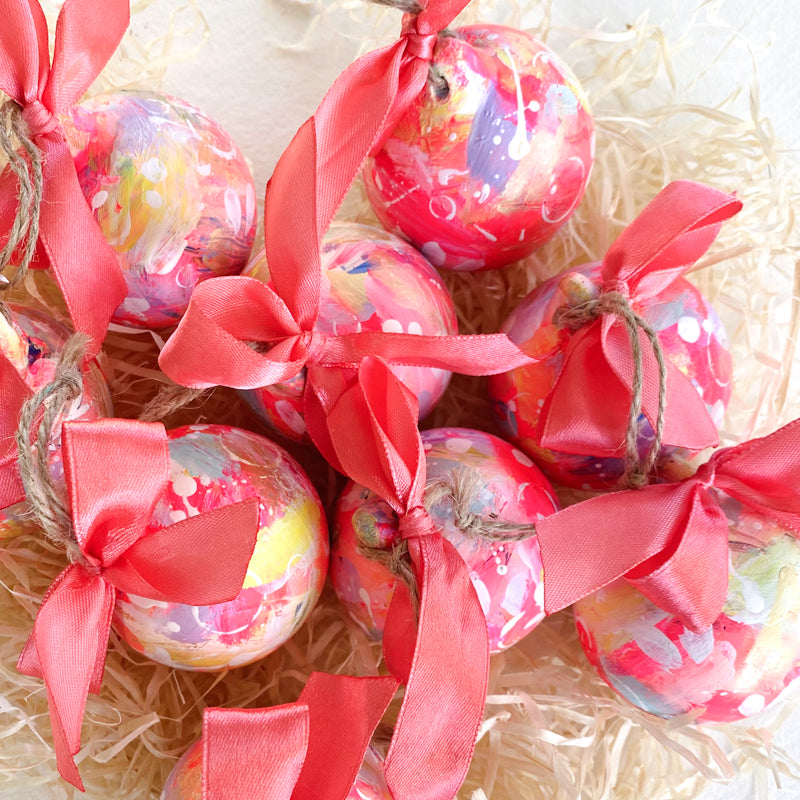 Bright Hand Painted Ceramic Bauble