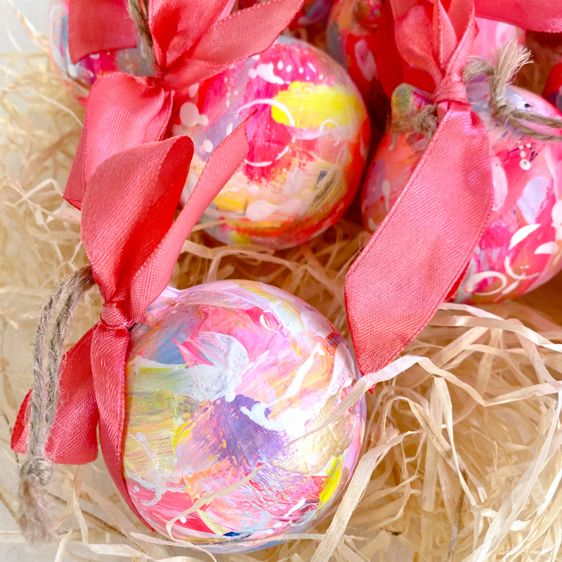 Bright Hand Painted Ceramic Bauble