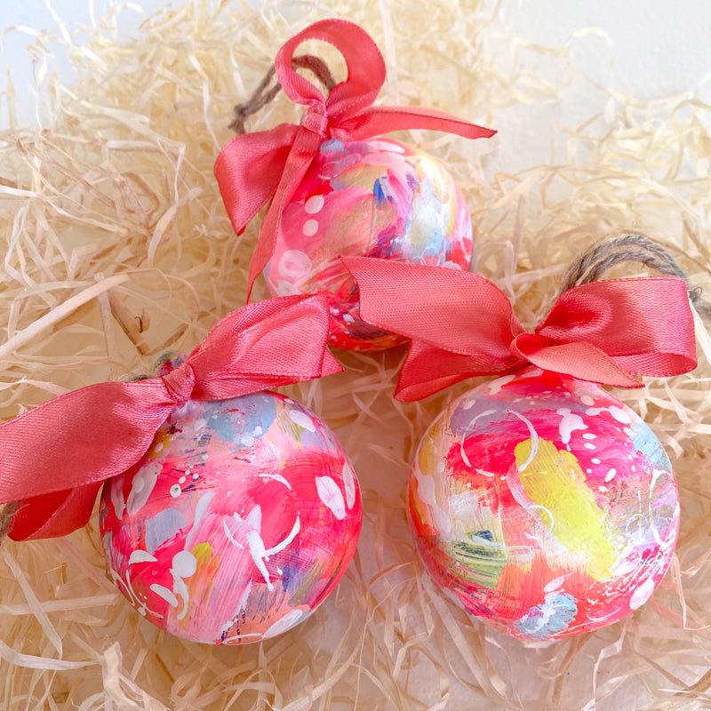 Bright Hand Painted Ceramic Bauble