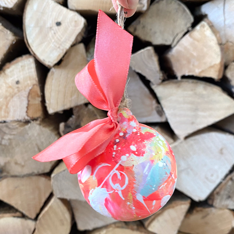 Bright Hand Painted Ceramic Bauble