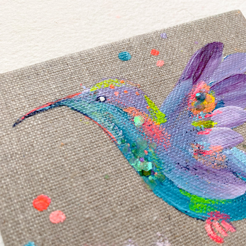 Mini Bird Painting on Easel Hummingbird 6