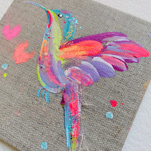 Mini Bird Painting on Easel Hummingbird 4