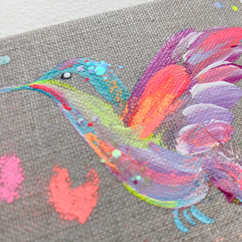 Mini Bird Painting on Easel Hummingbird 4