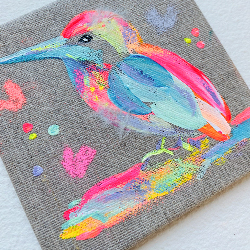 Mini Bird Painting on Easel Kingfisher 1