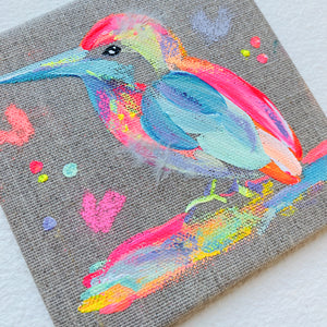 Mini Bird Painting on Easel Kingfisher 1
