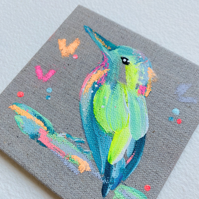 Mini Bird Painting on Easel Kingfisher 4