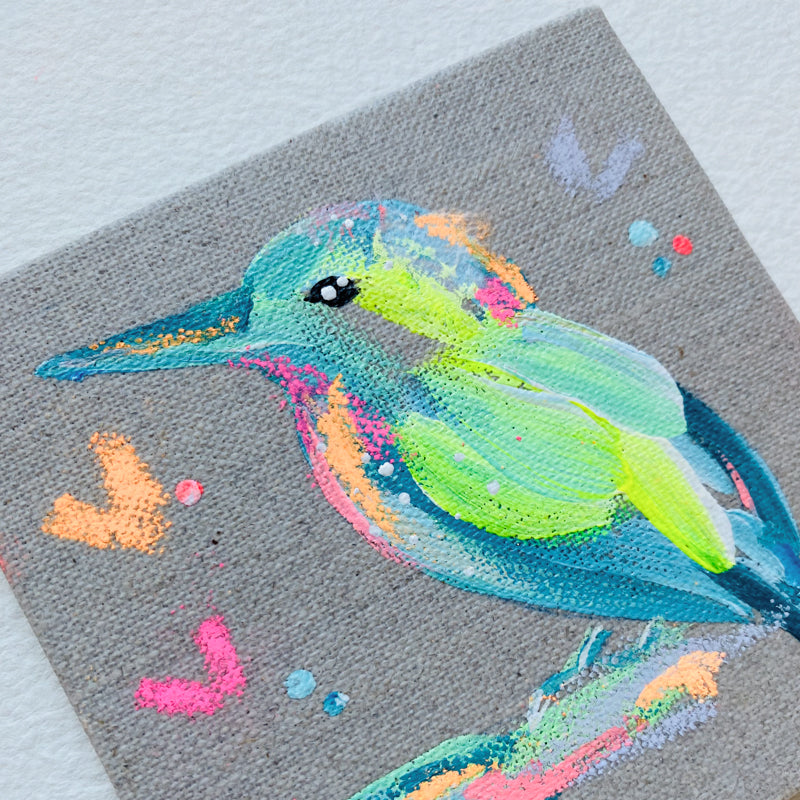 Mini Bird Painting on Easel Kingfisher 4