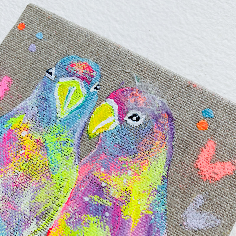 Mini Bird Painting on Easel Lovebirds 1