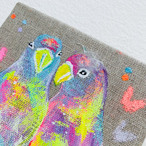 Mini Bird Painting on Easel Lovebirds 1