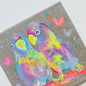 Mini Bird Painting on Easel Lovebirds 1
