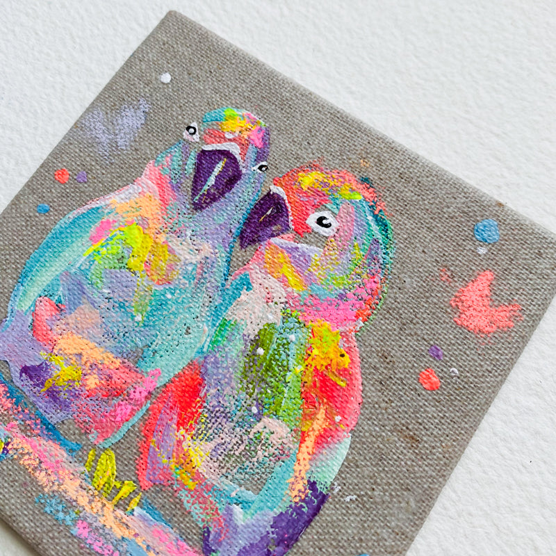 Mini Bird Painting on Easel Lovebirds 4