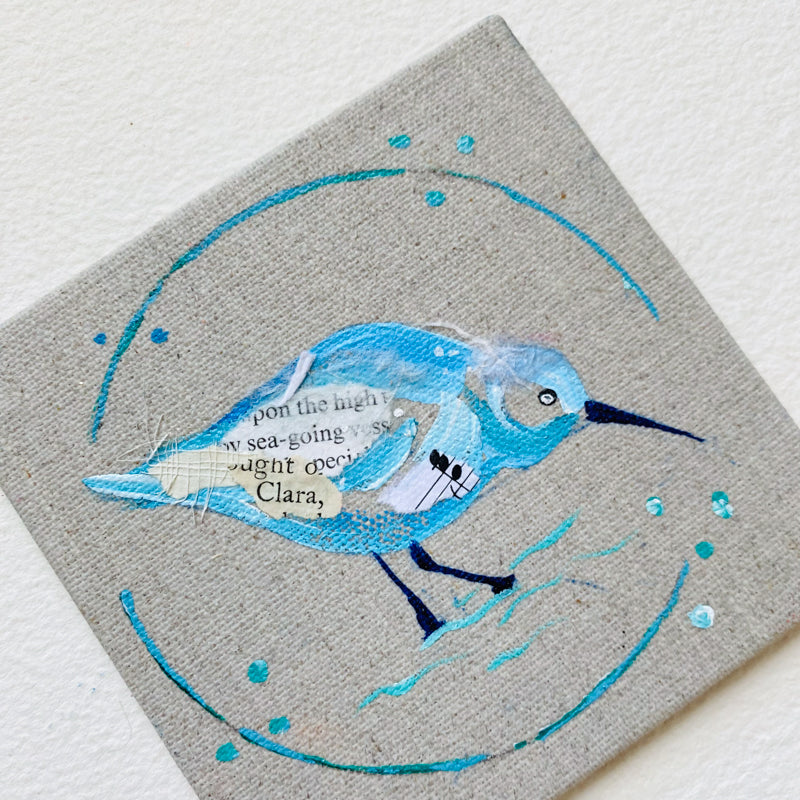 Mini Bird Painting on Easel Sandpiper Clara