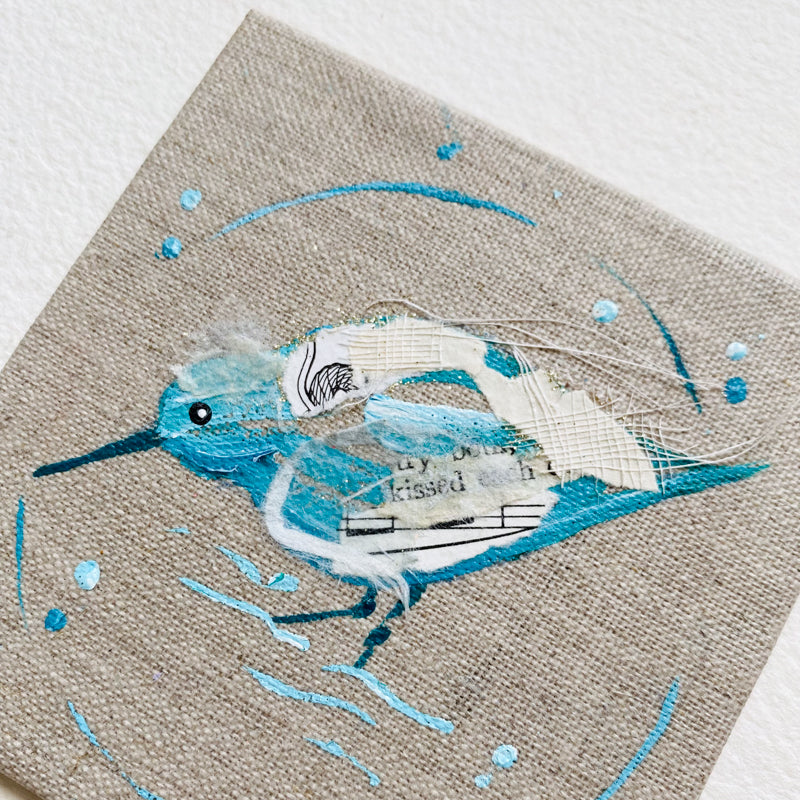Mini Bird Painting on Easel Sandpiper Kiss
