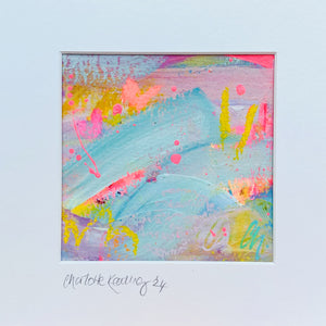 Frozen Blue Margarita with Maraschino Cherry | Abstract Painting on Paper