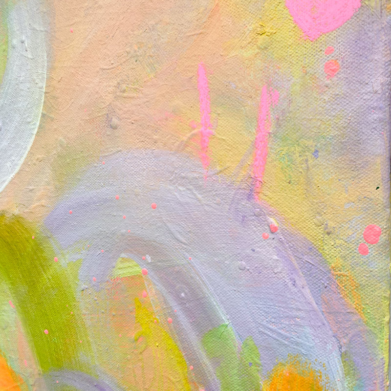 Peach Bellini with Lavender Sorbet | Framed Acrylic Painting on Canvas