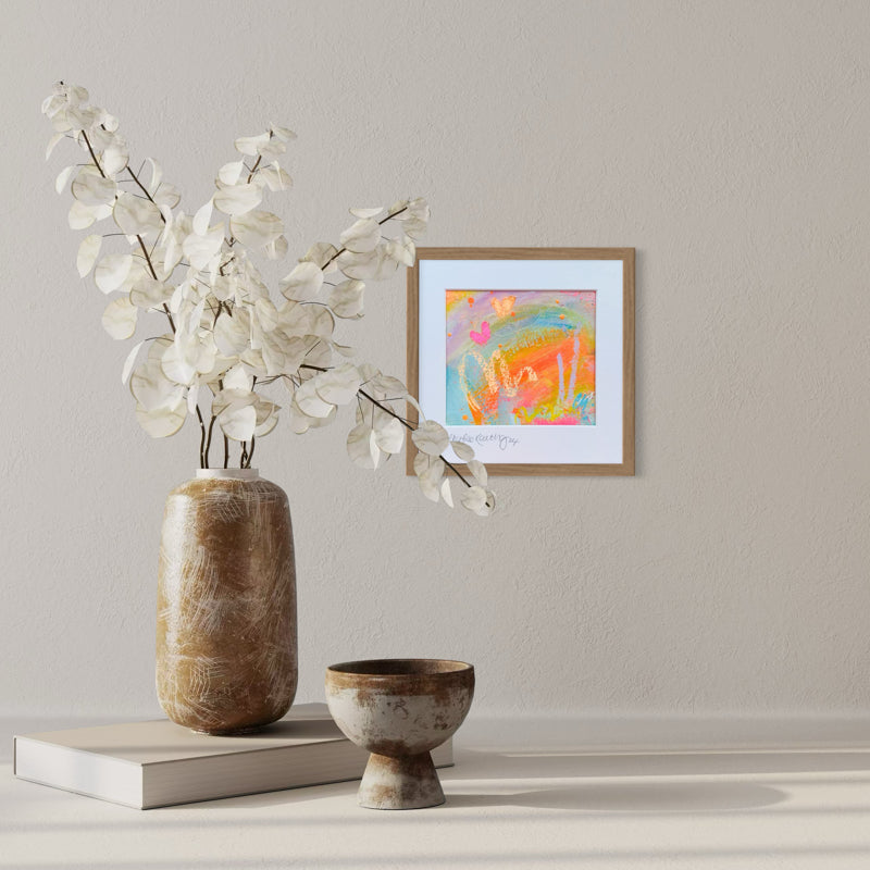 Peach Frosé Poolside | Abstract Painting on Paper